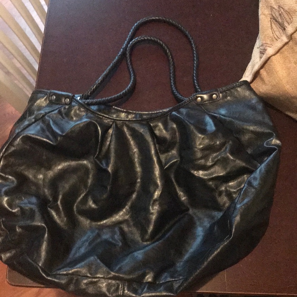 Oversized Black Pleather shoulder bag